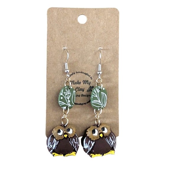 New Clay Owl Earrings Very Pretty Owls. - Picture 3 of 3